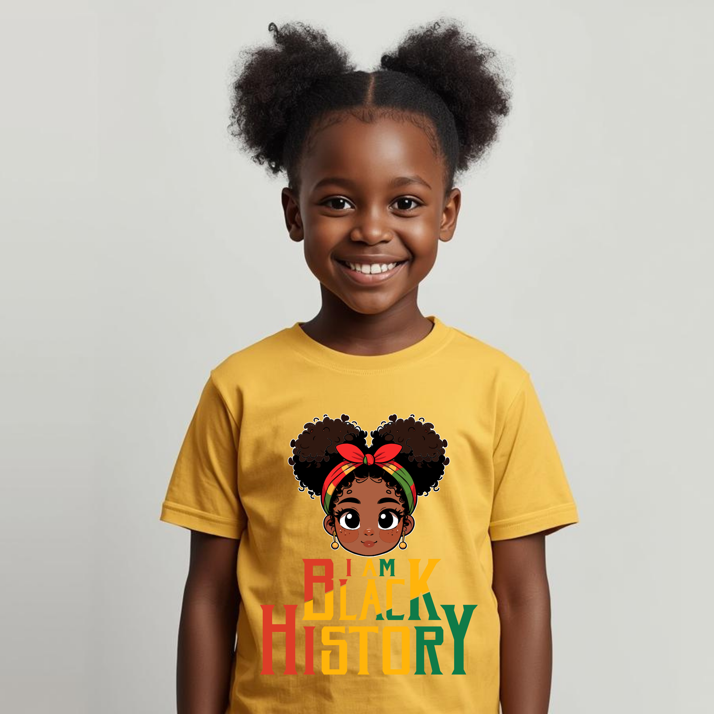 I Am Black History Kids T-Shirt | Afro Puff Girl Black History Month Youth